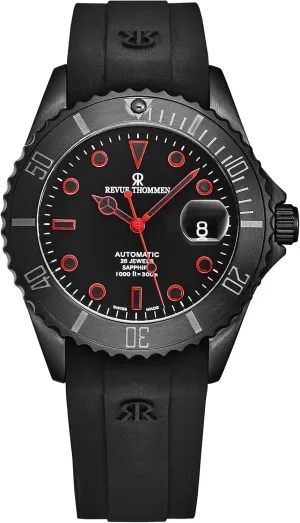 Automatic Watch 17571.2776 fibrous genu crown battleship weave Men's 'Diver' Black Dial Black Rubber Strap Swiss 