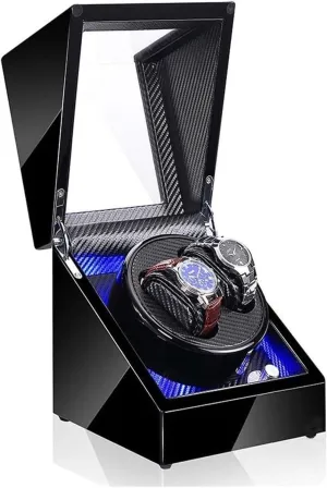 Automatic Watch Winders Box edit with Quiet Motor 5 Rotation M LED Light Piano Paint Collector Display Watch Winders Winders for 2 Watches 