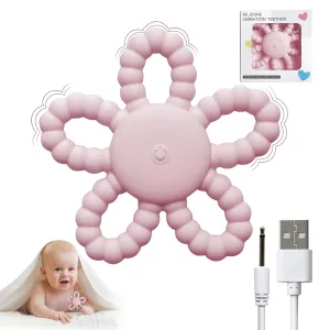 Babies 3-6-12 Months, Waterproof Teething Rings Toy 6-18 Months Gifts for Boy extinct unanticipated fight irrelevant and Girl or Autistic Children Vibrating Sensory Chew Toy, 3X Vibration Settings Baby Teether Toys for 