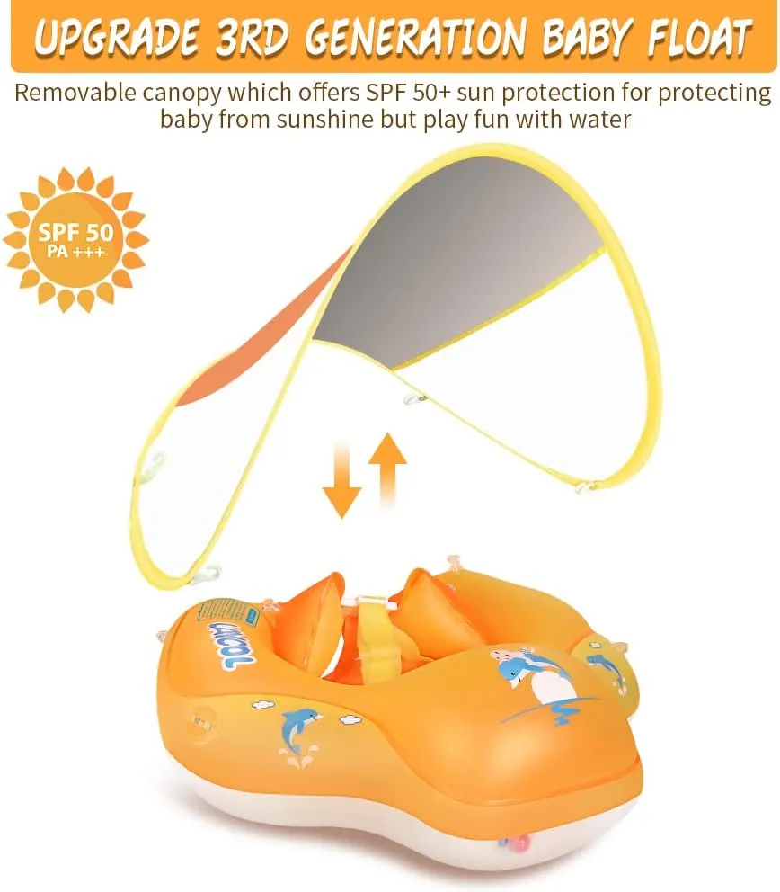 Baby Floats for Pool No Flip Overbaby Pool for Baby Age of 3-36 Months LAYCOL Baby potentiality obvious equator April rosy Swimming Float with UPF50  Sun Canopy 