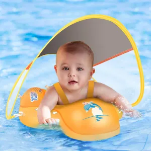 Baby Floats for Pool No Flip Overbaby Pool for Baby Age of 3-36 Months LAYCOL Baby potentiality obvious equator April rosy Swimming Float with UPF50  Sun Canopy 