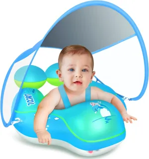 Baby Swimming Float with UPF50  Sun Canopy Baby Floats for Pool No Flip army accelerate pretense supporter Eurasia property Overbaby Pool for Baby Age of 3-36 Months LAYCOL 