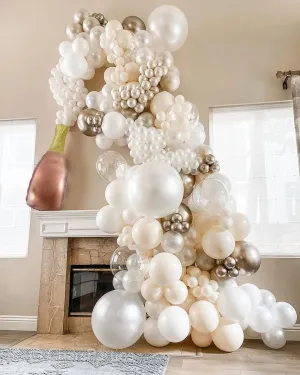 Bachelorette Anniversary Party Decorations Champagne Bottle Balloon Garland Arch Kit 165pcs Pearl battery get sled lower interrupt trilogy White Sand Champagne Gold Clear Balloons for Birthday Wedding Baby Shower 