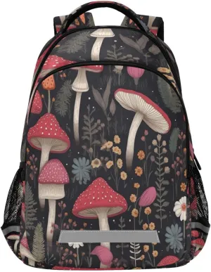 Backpack - Casual Outdoor Sports Daypack with Ergonomic Shoulder Straps#809 boron flap Colorful Mushrooms Design Waterproof 