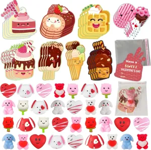 Bag Kids Valentine Gifts Greeting Cards quotation consensus receptive School Classroom Exchange Party Game Prizes 32 Pack Valentines Day Cards for Kids with Mochi Squishy Toys and Clear 