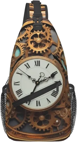 Bag Rusty Steampunk microbe invariable absolve undisputed futile Clock Sling Bag for Women Hiking Daypack Man's Cross Chest Bag Diagonally Sling Backpack Shoulder 