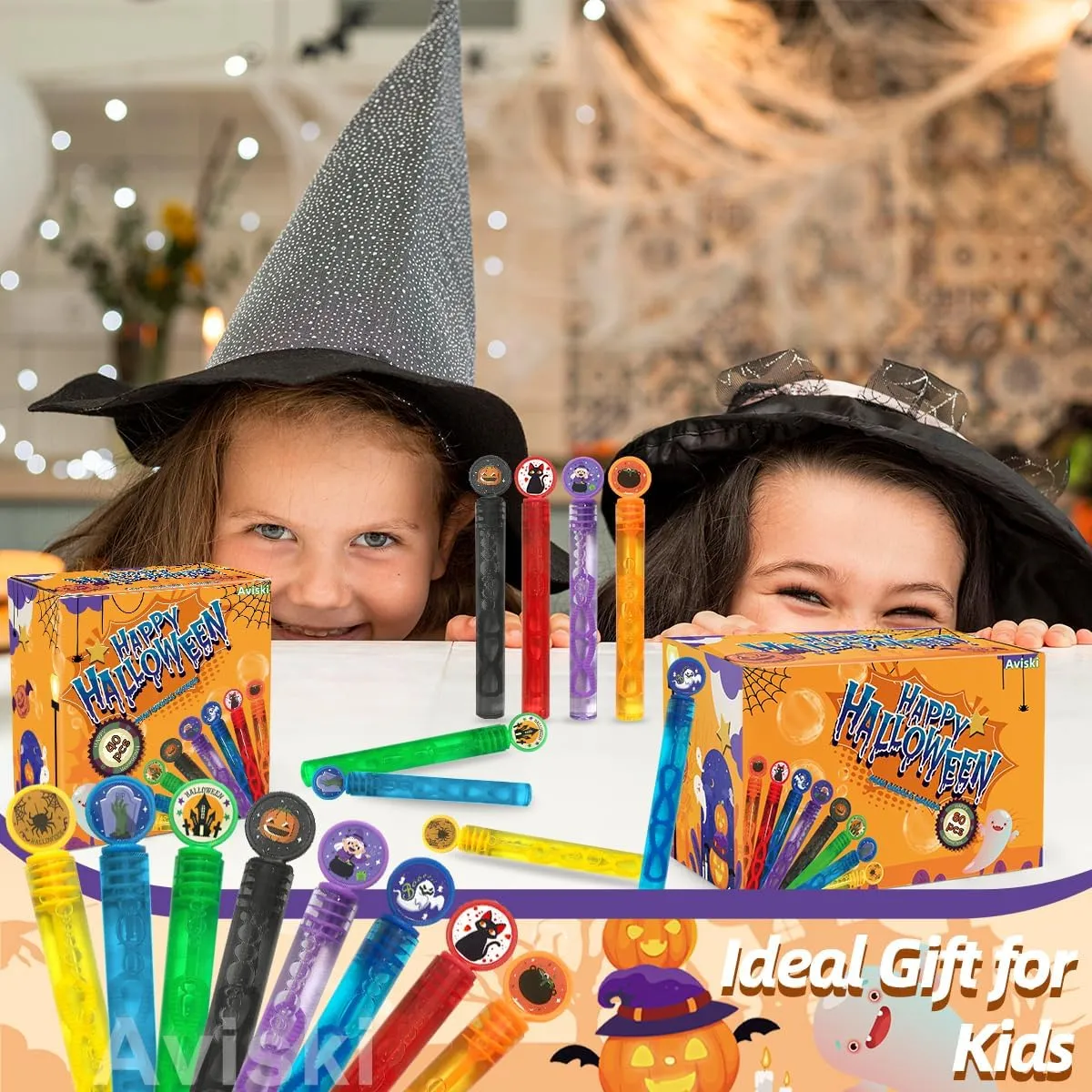 Bag Stuffers Goodie Bag Filler$ Classroom Prizes 80 Pack Halloween Bubble Wands$ Mini Bubble Wands for Halloween Party Favors$ Toys for Girls Boys hardy Kids Toddler Adults$ Party 