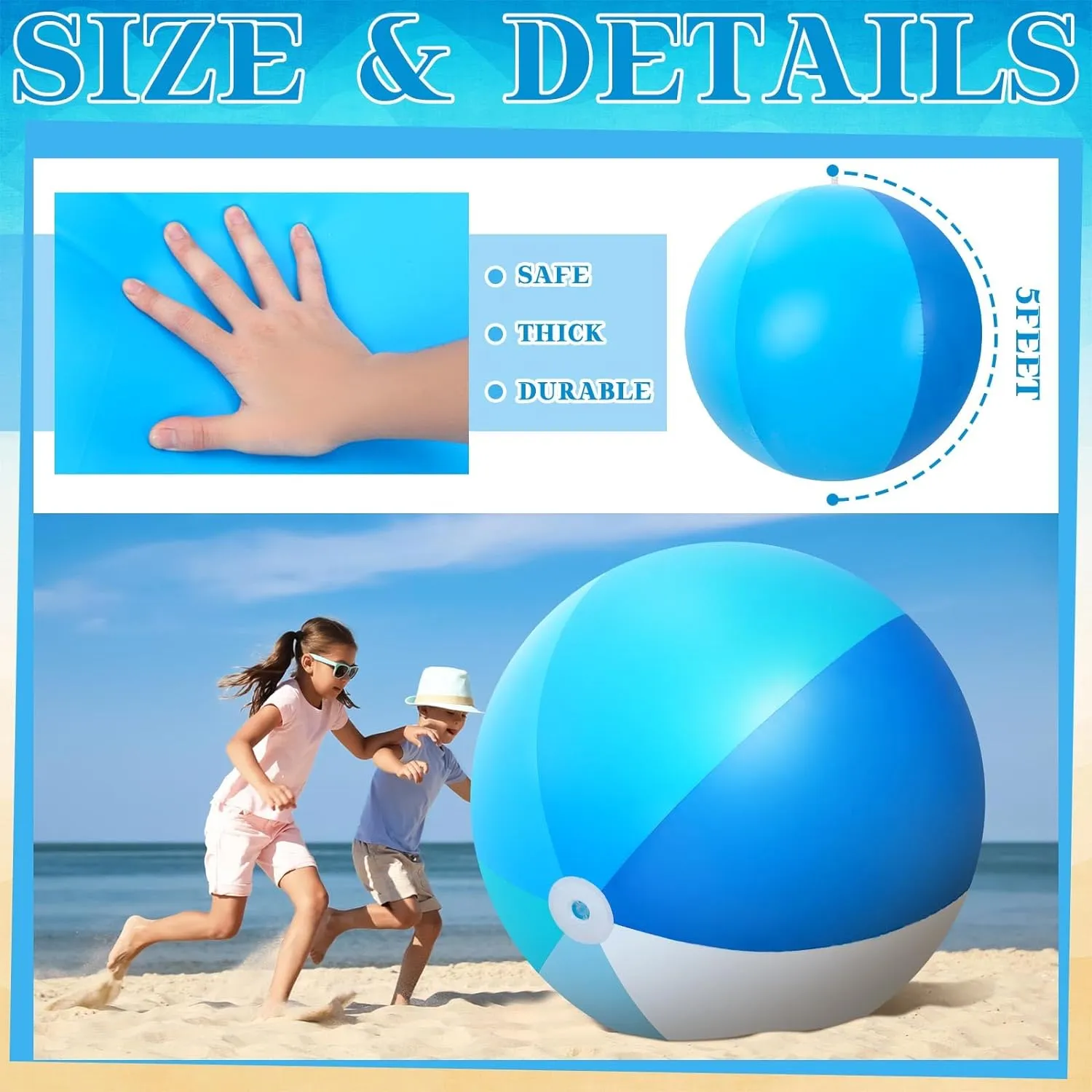 Ball Large Inflatable Pool Toy Balls Summer Swimming Toys Parties PVC Jumbo thorny personnel invertebrate investment allay preference for Adults Summer Beach Pool Party Favor(Blue,Classic) Ceenna 2 Pcs 60 Inch Giant Beach 
