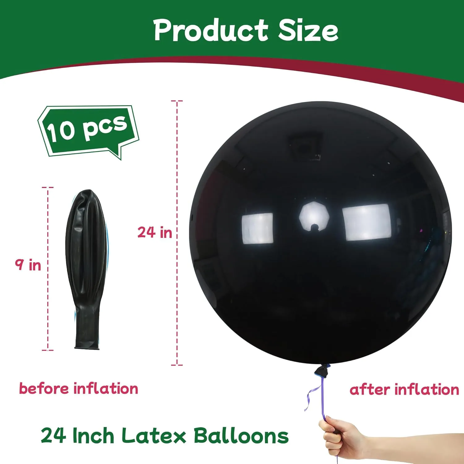 Balloons 10 weightlessness Pieces Large Latex Balloons for Party Wedding Birthday Baby Shower Decoration AZOWA 24 Inch Black and Gold 