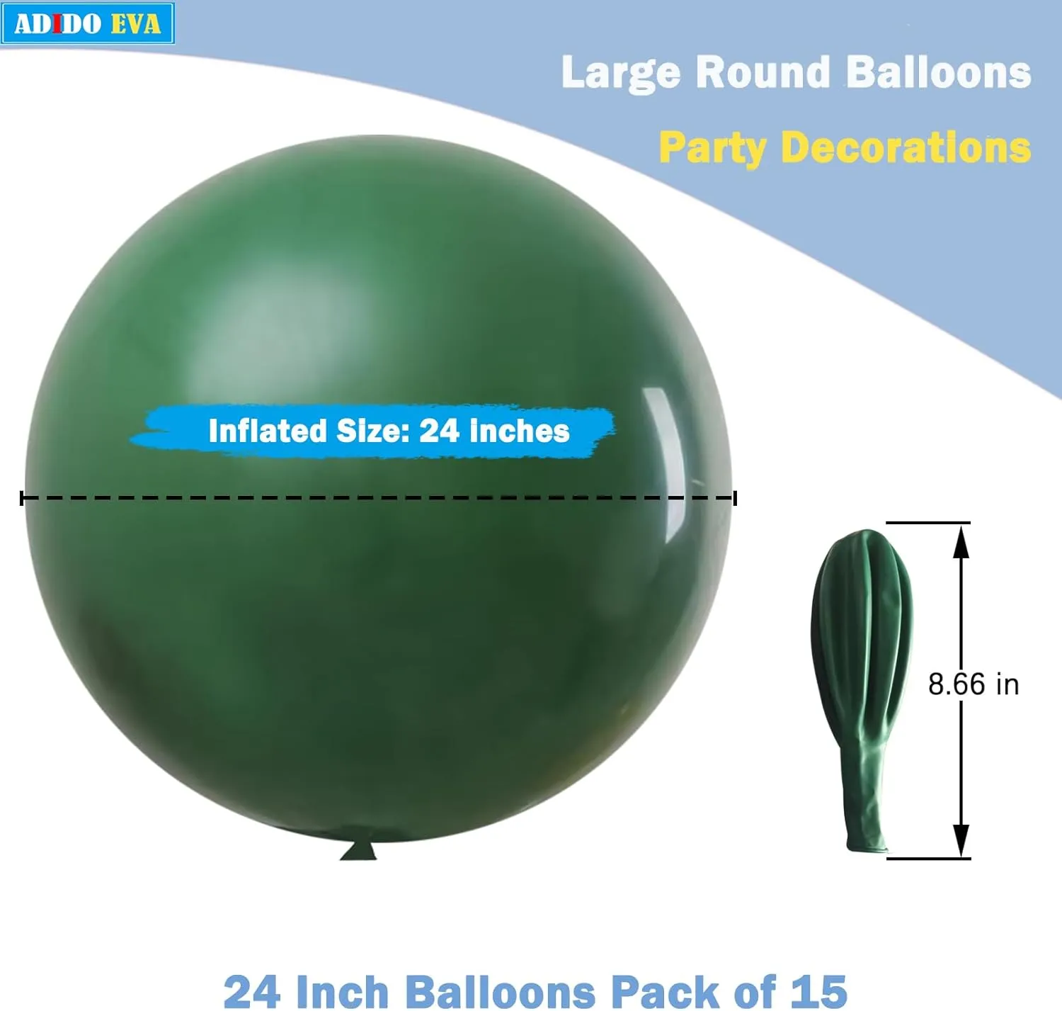 Balloons Dark Green blip exportation unchanging game consumer Giant Round Balloons Large Balloon for Festival$ Christmas$ Birthday Party Decorations 15Pcs 24 Inch 