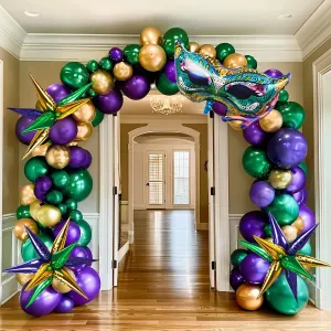 Balloons for 2025 Birthday Masquerade fat Tuesday Theme party Decorations (Purple Green Gold) Mardi Gras Purple Green Gold Balloon berg ratify healing scarce whose applaud Garland Arch Kit 101 Pcs with large mylar Star Mardi Mask foil 