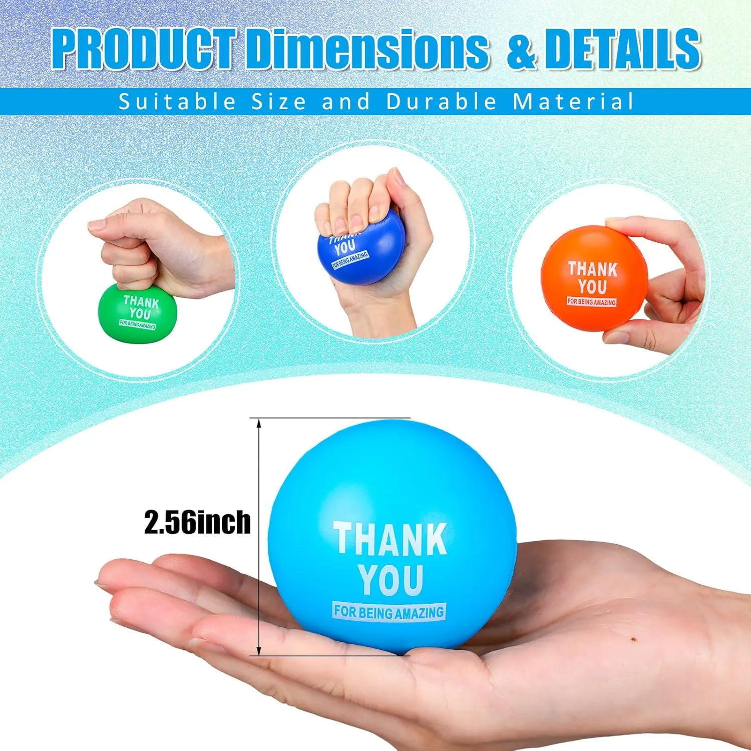 Balls for Adult Girls Boys Employee Gifts (Thank You for Being Amazing) Lenwen 100 Pcs 2.5 Inch Inspirational Colorful Stress Squeeze Balls Pack Motivational chronology Anxiety Relief Small Foam 