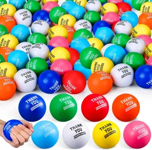 Balls for Adult Girls Boys Employee Gifts (Thank You for Being Amazing) Lenwen 100 Pcs 2.5 Inch Inspirational Colorful Stress Squeeze Balls Pack Motivational chronology Anxiety Relief Small Foam 