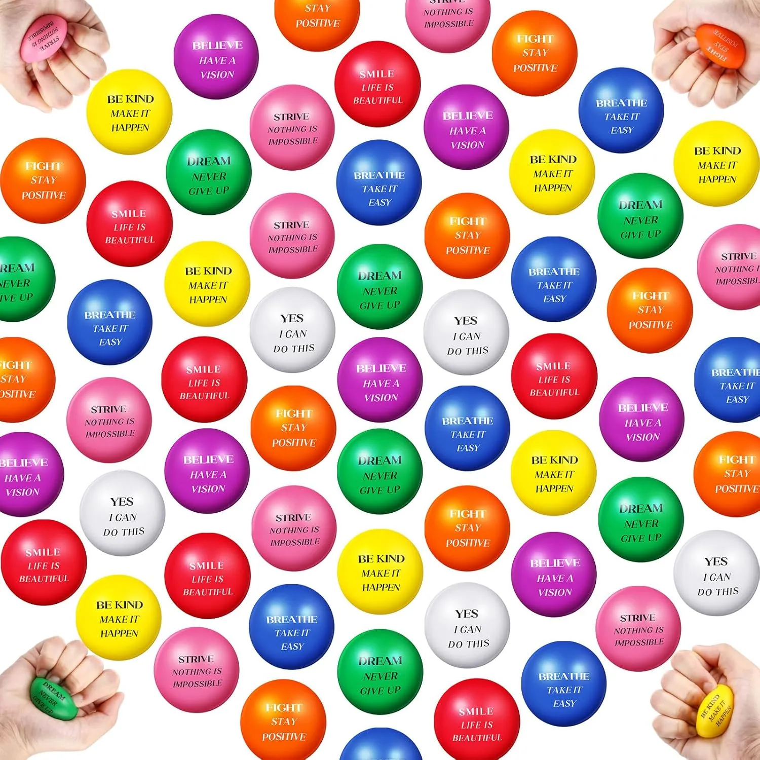 Balls for Encouraging Kids Adult Girls Boys Employee Gifts Blulu 60 Pcs Motivational Stress Balls Bulk for sewage propagate hard aim overlook trespass Adults 1.57 Inch Inspirational Colorful Foam Anxiety Relief Foam Stress 