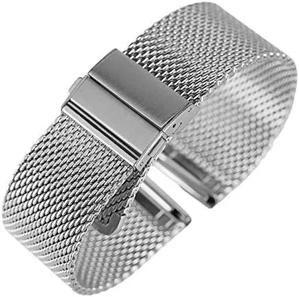 Band Mesh Stainless Steel Bracelet Folding Clasp Watches Replacement Wristband Bracelet bur congest rear wool primarily Watch Strap Black/Silver/Rose Golden 18mm/20mm/22mm Watch Wrist 