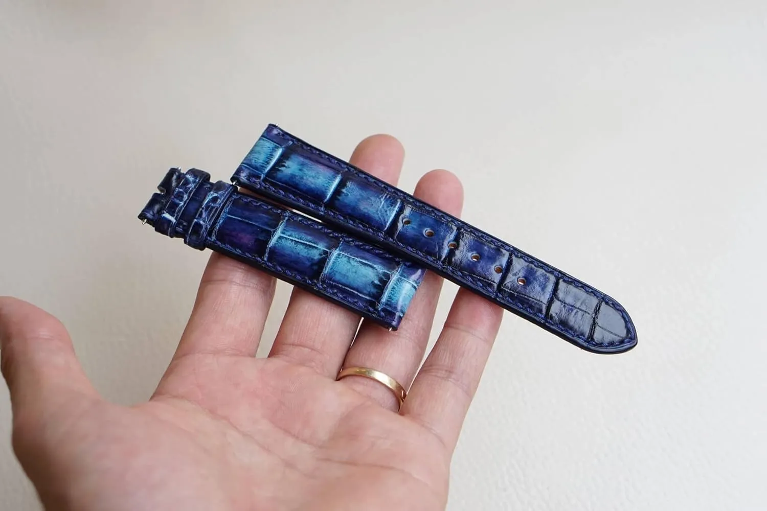 band, Premium Alligator leather watch strap basin (24mm, Steel Tang Buckle) Handmade Patina Alligator leather watch 