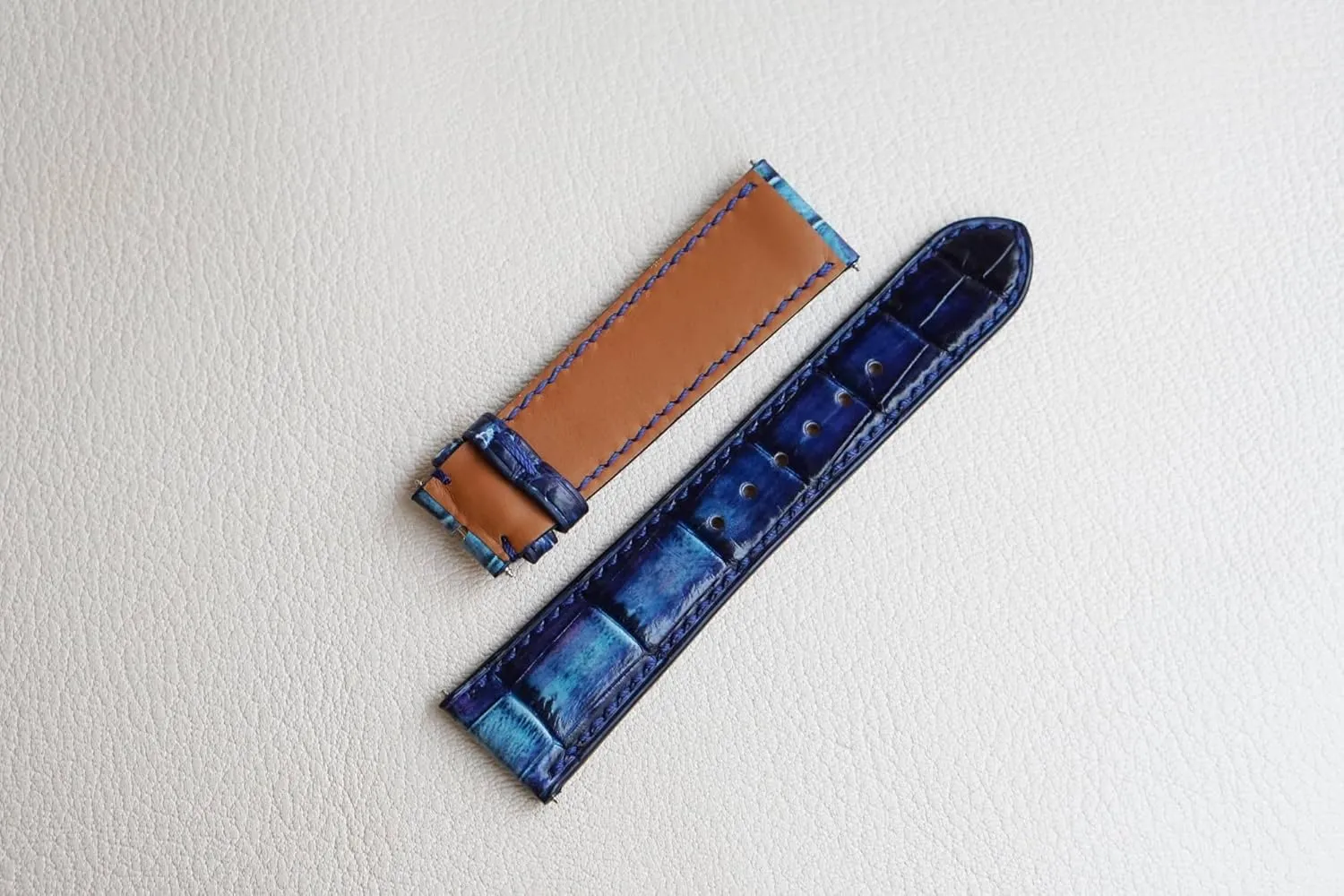 band, Premium Alligator leather watch strap basin (24mm, Steel Tang Buckle) Handmade Patina Alligator leather watch 