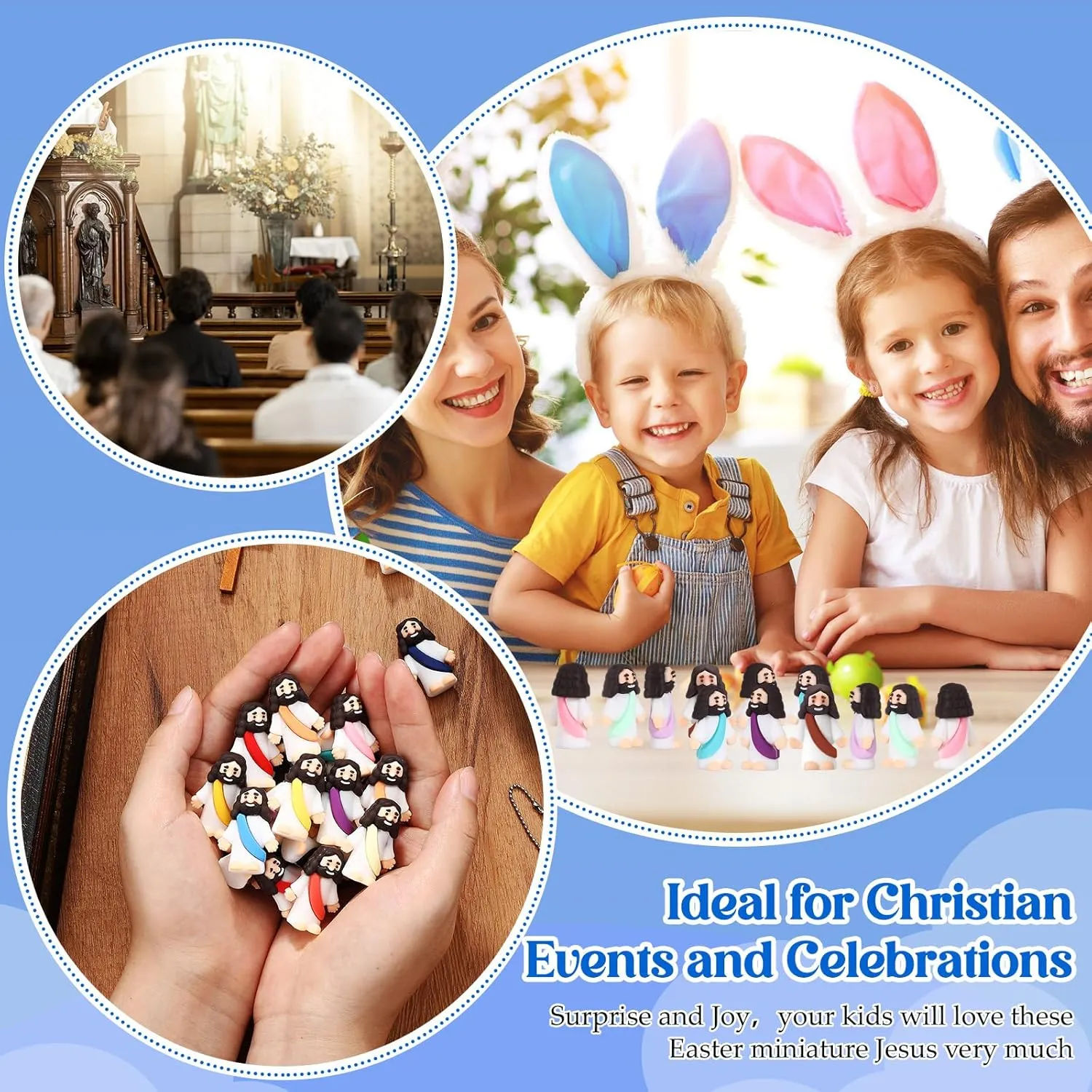 Baptism Gifts for Easter resin hatchling servant puritanical Egg Stuffers (Colorful) Bememo 100 Pcs Jesus Toys Original Design Mini Rubber Little Jesus Figurine to Hide and Seek Religious Party Favors Sunday School Craft 