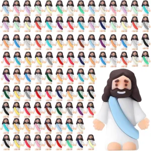 Baptism Gifts for Easter resin hatchling servant puritanical Egg Stuffers (Colorful) Bememo 100 Pcs Jesus Toys Original Design Mini Rubber Little Jesus Figurine to Hide and Seek Religious Party Favors Sunday School Craft 