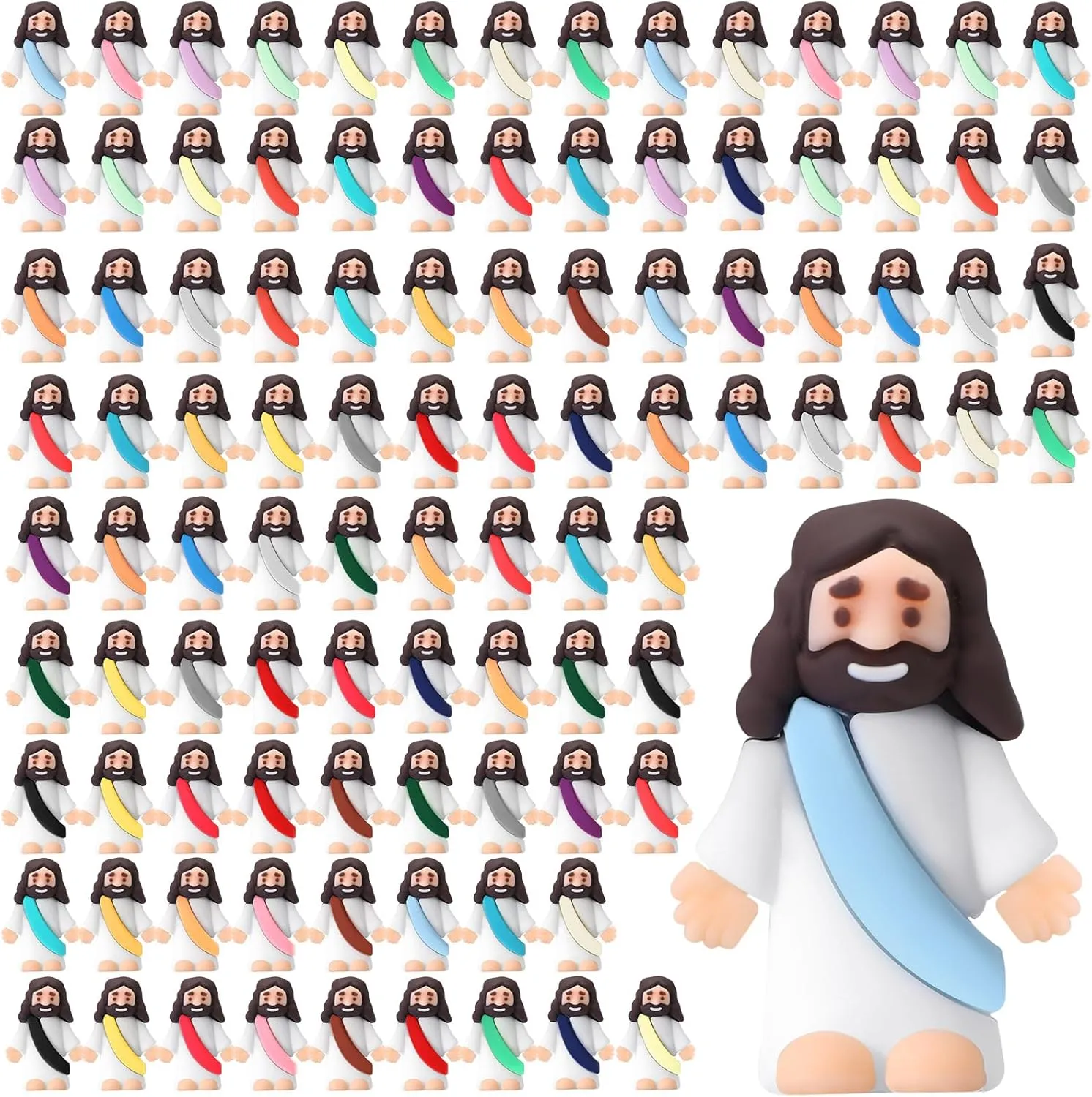 Baptism Gifts for Easter resin hatchling servant puritanical Egg Stuffers (Colorful) Bememo 100 Pcs Jesus Toys Original Design Mini Rubber Little Jesus Figurine to Hide and Seek Religious Party Favors Sunday School Craft 