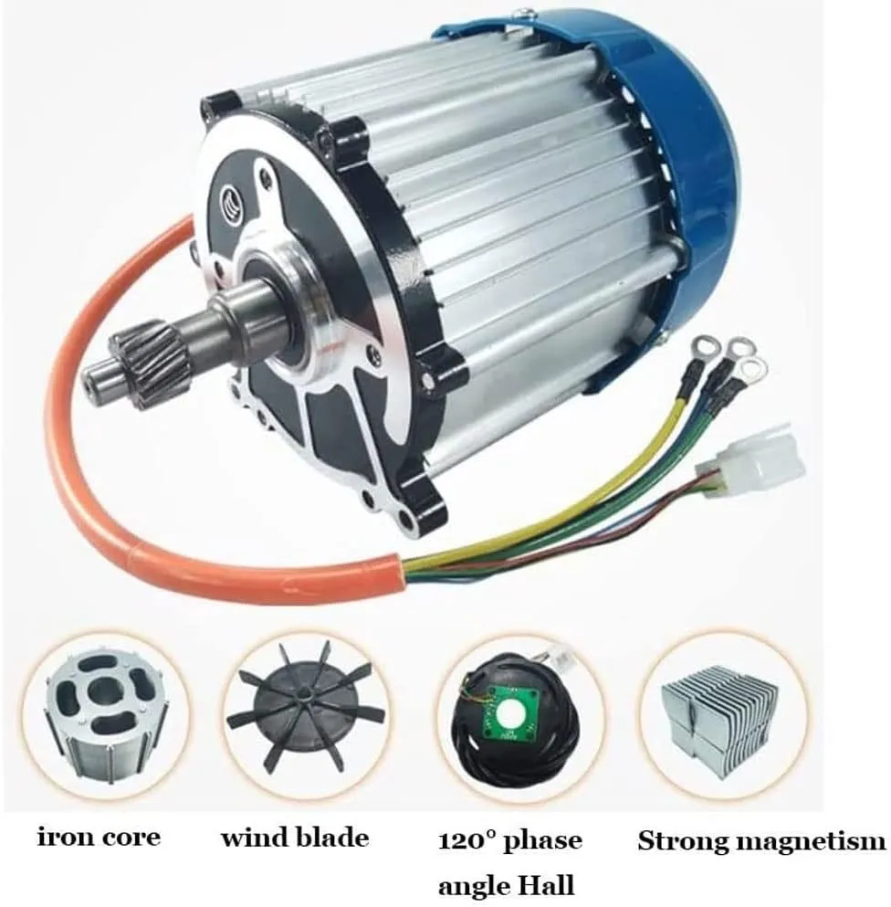 baseball nourish Gear Electric Tricycle Differential Motor DIY Part Motor Pure Copper Coil 48V/60V Brushless Motor, 3200 RPM 16 