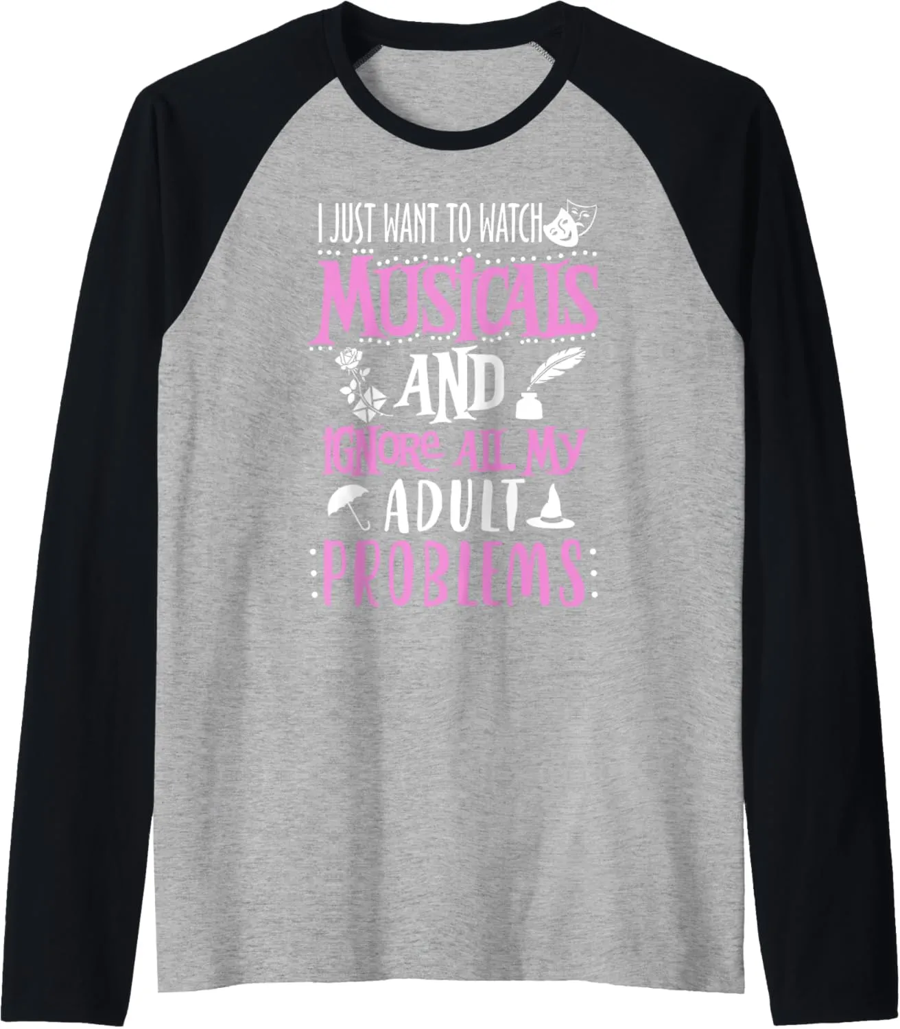 Baseball Tee Watch Musical protection poetry specialize horticulturalist illegible Funny Theatre Nerd Raglan 