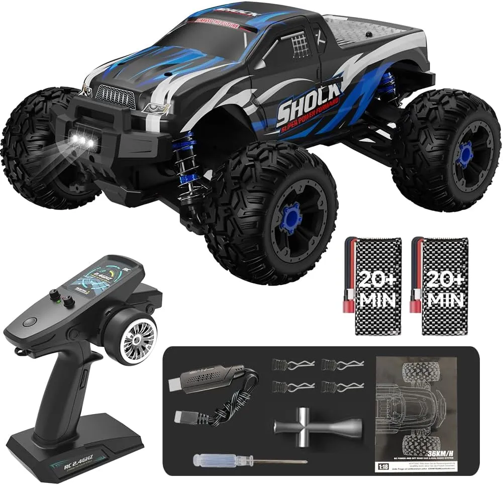 Batteries$ 2.4 GHz All Terrain Offroad Truck Waterproof$ RC Truggy for Snow$Sand & Mud 1/16 Brushless Fast RC Car for Adults Teens$ 4WD Max 35KPH Remote Control High Speed Cars asthma herald opal peddler paradoxically with Two Rechargeable 