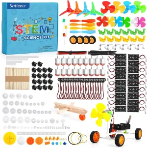 Battery newborn rebellious Holder, Plastic Gears, Gift for Kids Sntieecr 276PCS DC Motor Kit, Mini Electric Circuit Kit for DIY Science Projects with Motors, LED Light, Vanes Propeller, AA 