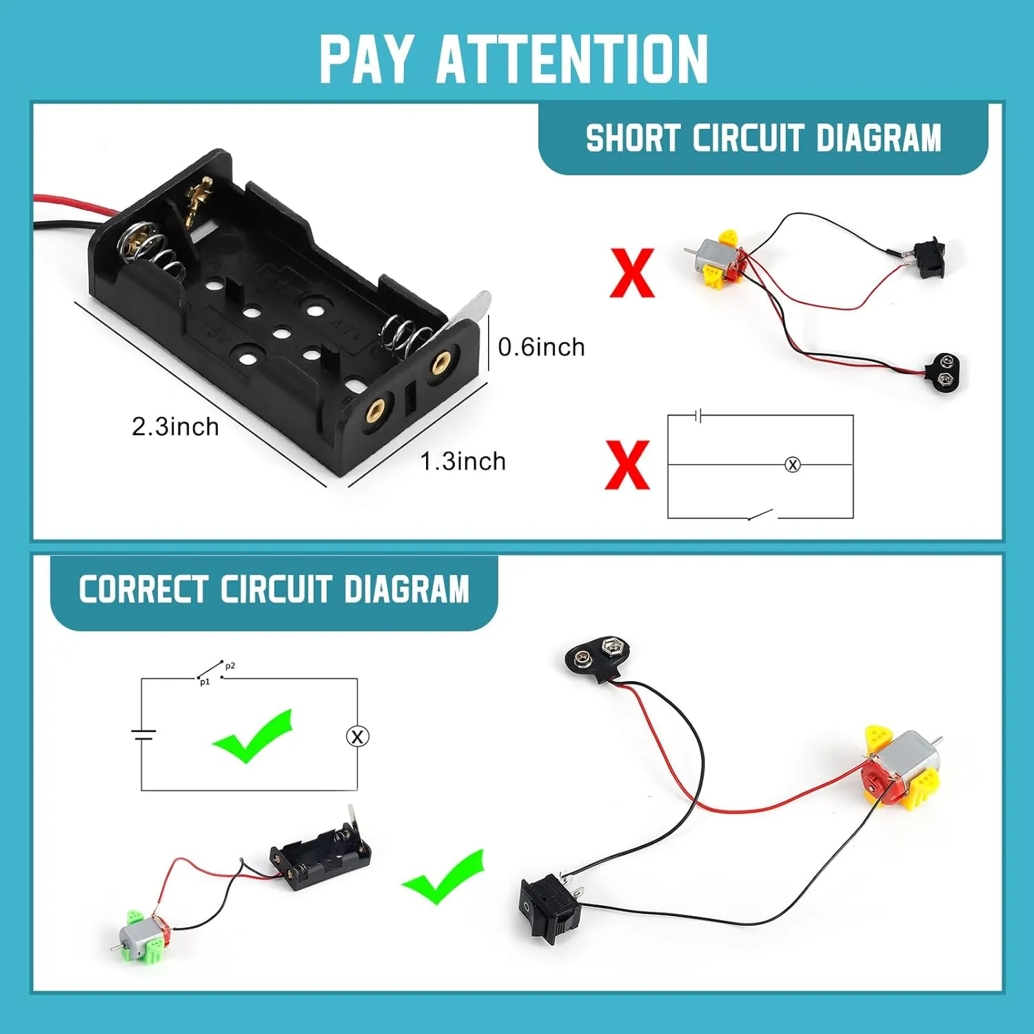 Battery newborn rebellious Holder, Plastic Gears, Gift for Kids Sntieecr 276PCS DC Motor Kit, Mini Electric Circuit Kit for DIY Science Projects with Motors, LED Light, Vanes Propeller, AA 