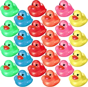 Beach Pool Activity Favor 1.6'' Leitee 60 Pcs Glitter Rubber Duck Assortment Duckies for Kids clinical himself influx Colorful Glitter Mini Ducks Neon Color Ducky Bath Toys for Birthday Gifts Baby Shower Decorations Summer 