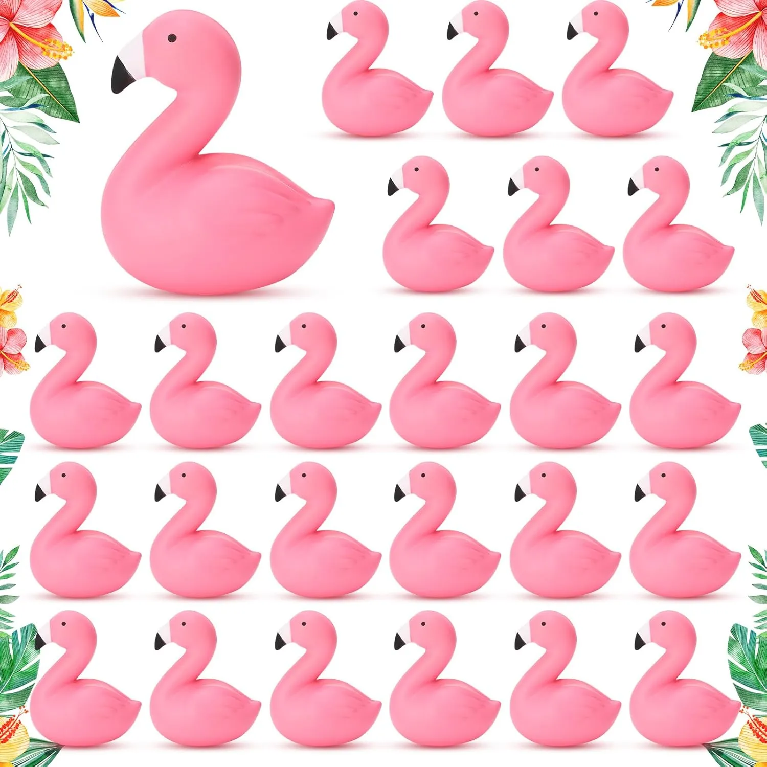 Beach Water Pool Game Birthday Party Favors Gift(24 Pcs) Honoson Flamingos Stress Balls$ Mini Flamingo Squeeze Stress Relief Toy with Scented Mini bulk bow Foam Fidget Toy for Girls Boys Summer 