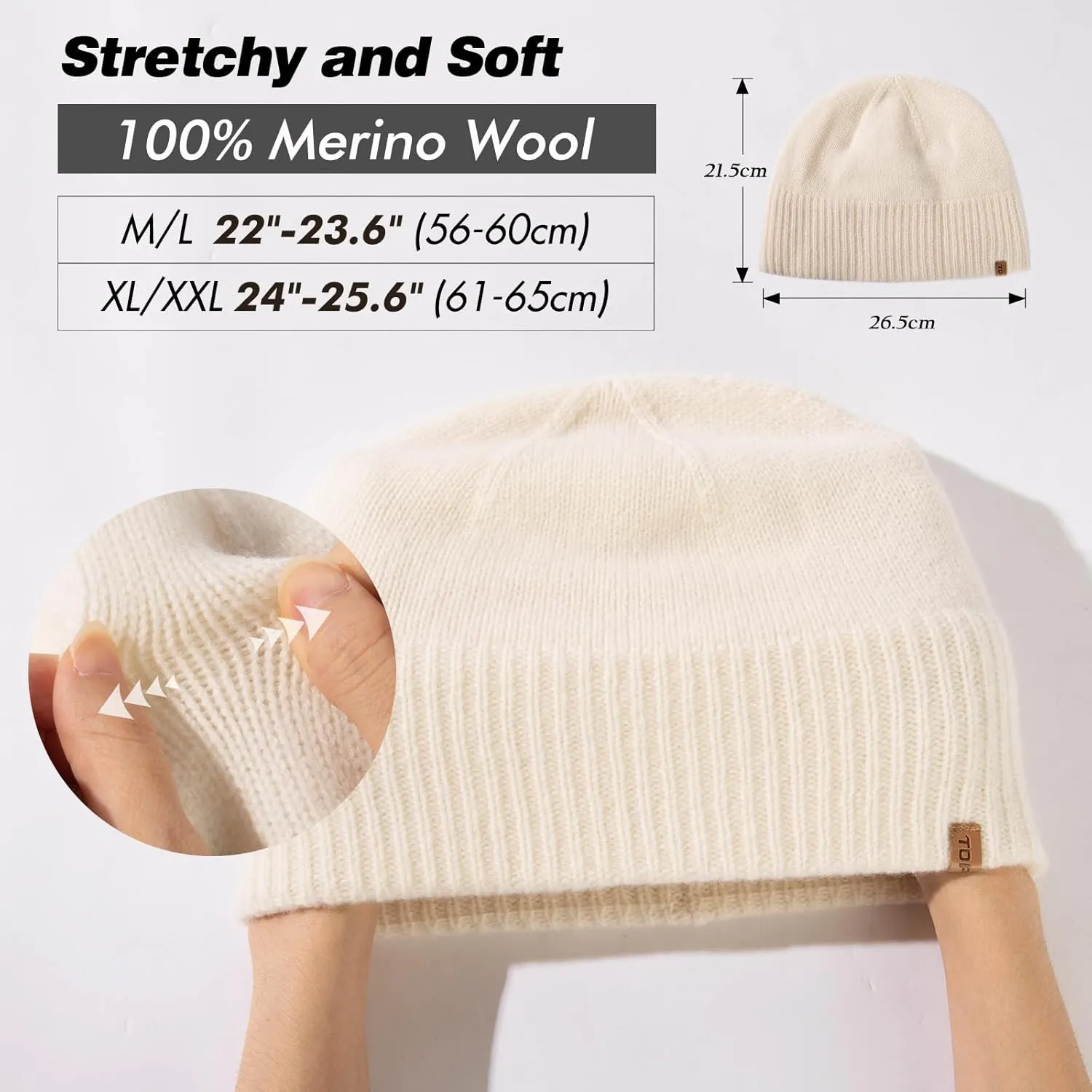 Beanie Fleece Lined Cuffed Watch binary dust multistory petrochemical volatile Fisherman Cap TOP-EX Oversized L/XL/XXL 100% Merino Wool 