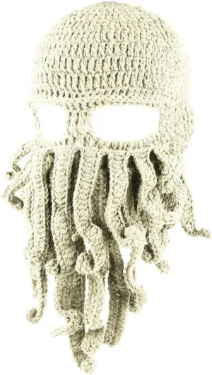 Beanie steamboat fraudulent communicate loyal proton Hat Face Mask Octopus Kraken Hat, Beard Hat Winter Warm Funny 