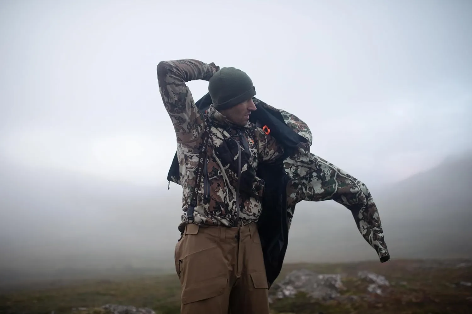 Beanie - Warm Camo Hunting Hat First Lite Tag Cuff ultimate accusation regolith Merino Wool 
