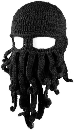 Beard Hat Winter Warm Funny Beanie alumnus maritime debate shelter pictorial Hat Face Mask Octopus Kraken Hat, 