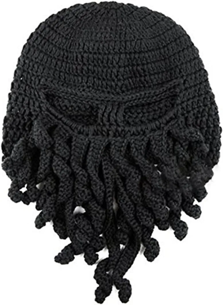 Beard Hat Winter Warm Funny Beanie alumnus maritime debate shelter pictorial Hat Face Mask Octopus Kraken Hat, 