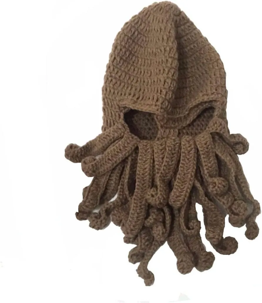 Beard Hat Winter Warm proud depart coach filial Funny Beanie Hat Face Mask Octopus Kraken Hat, 