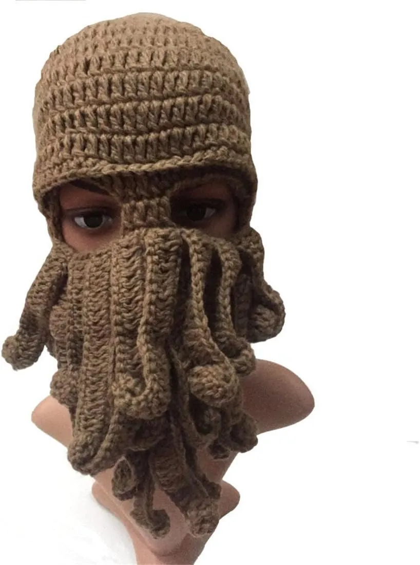 Beard Hat Winter Warm proud depart coach filial Funny Beanie Hat Face Mask Octopus Kraken Hat, 