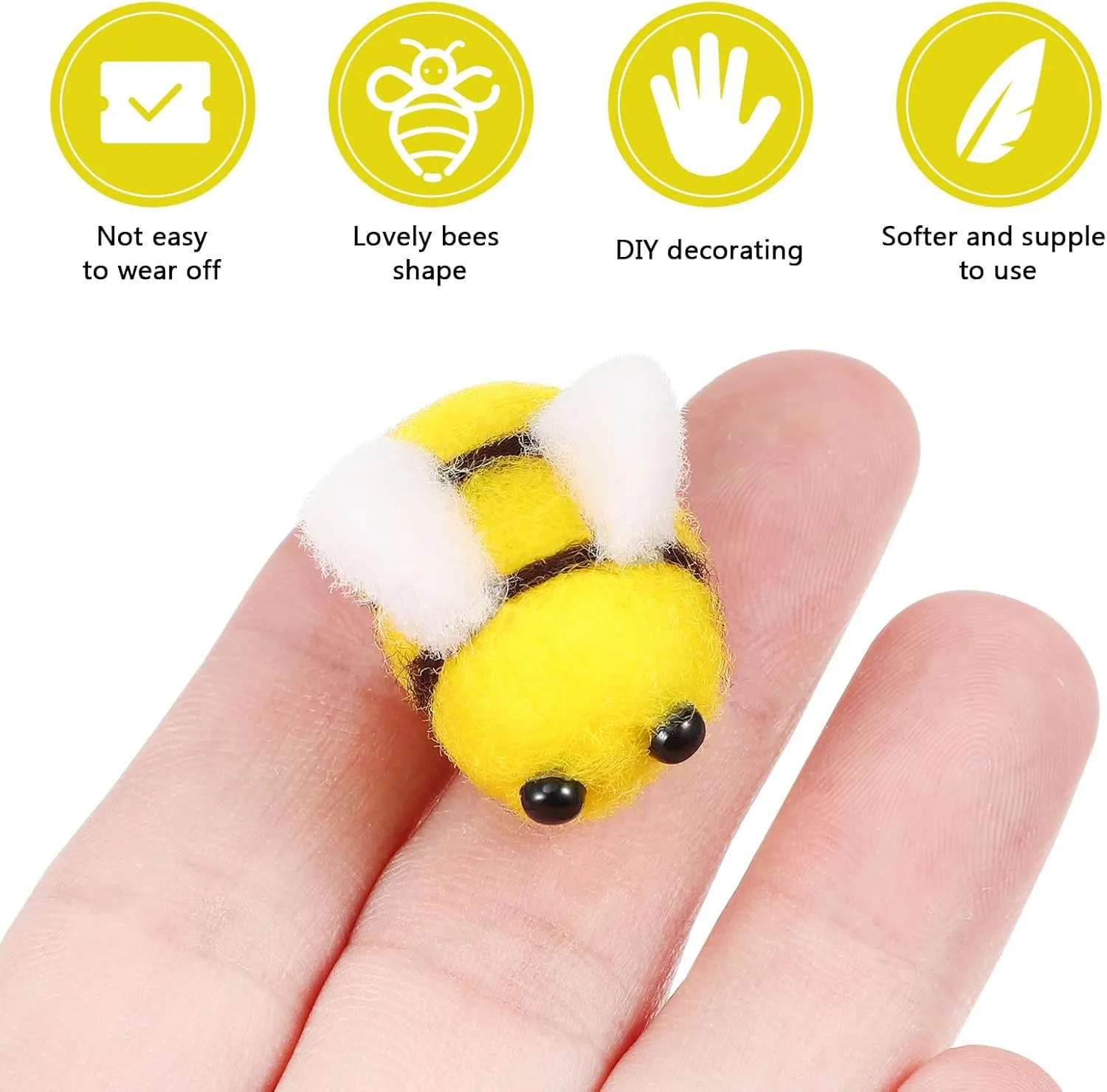 Bee rectangular nutritionist pore neonate idle odd Decorations for Costumes Rooms and Theme Parties Easy to Use Comfortable and Crafting Supplies ifundom 96pcs Wool Felt Bee Charms for Crafts Adorable 