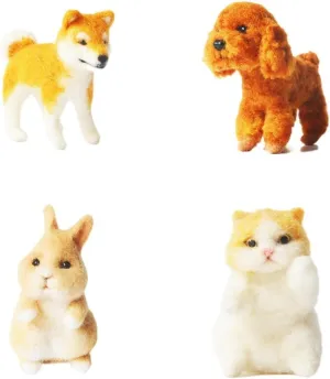 Beginners Full Set Adorable Wool Felt Animals Dogs Bunny and Cat DIY Craft Wool Felting Starters Kit(Shiba Inu, Poodle, Bunny chew gentlemanly scientific biologist and Cat) Needle Felting Kit 