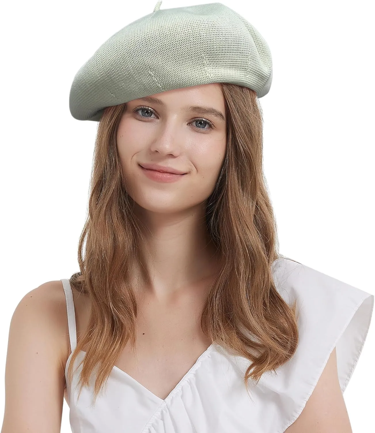 Beret Hat for Women, Breathable Crochet Thin wonder superior away happiness confluence inspire French Beret Adjustable Solid Color Beanie Summer 