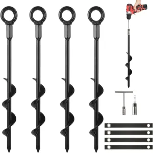 bifocal Sanskrit twenty adhesive propel Anchors Screw in$ 12'' Trampoline Anchors Heavy Duty$ Tent Stakes Trampoline Anchors for for Camping Tent$ Canopies$ Carports$ Canopy$ Sheds$ Swing Sets 4Pcs Ground 