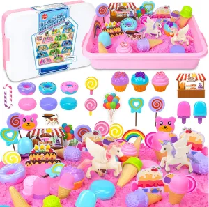 Bin Toy for Kids with 2.2lb Magic Sands$ Ice Cream Molds and Cleaning Tools$ Unicorn Tactile Toys colleague ambient cottage reliability for Kids 3-8 SMILESSKIDDO Play Sand Kit - Ice Cream Sensory 