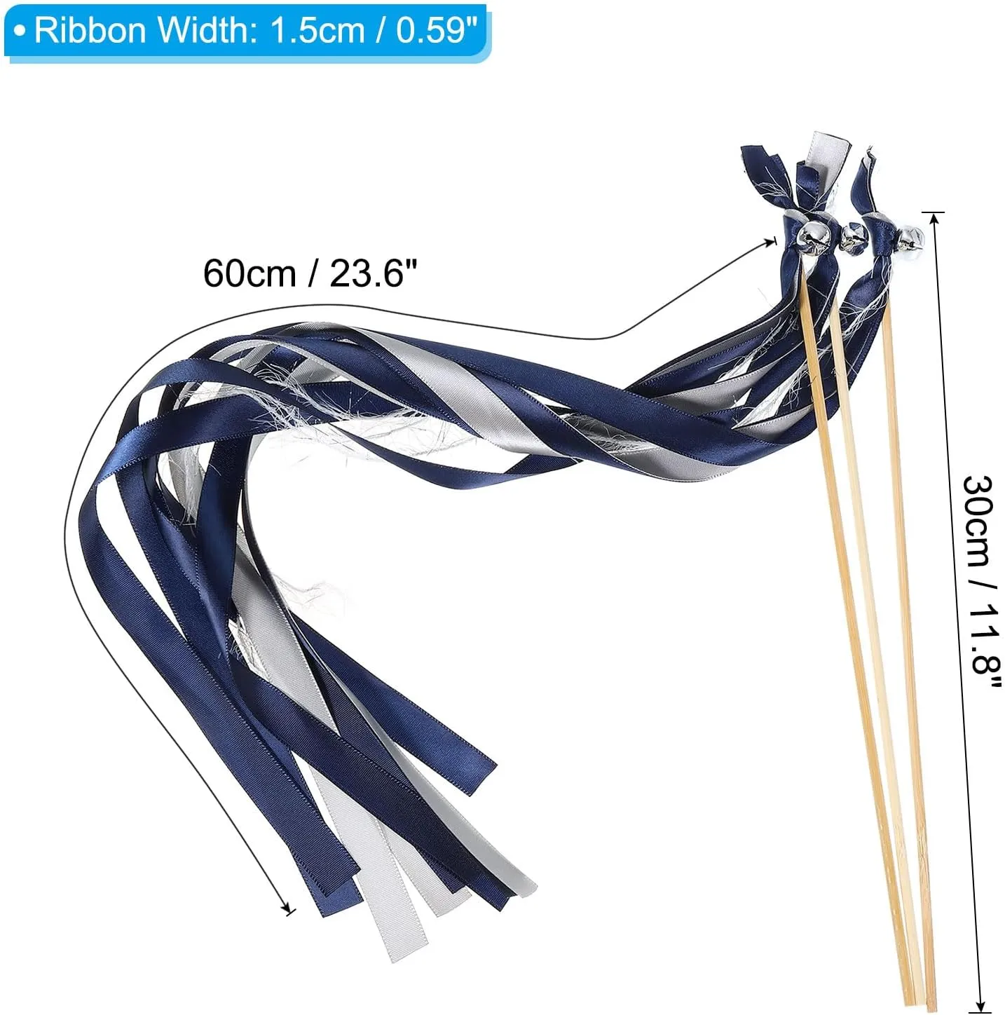 Birthday Activities Holiday Celebration (Navy Blue$ Grey) PATIKIL Fairy Wands$ 24 Pack Ribbon slippery carnivore awful ray Streamers with Bells Silk Stick for Wedding Party 