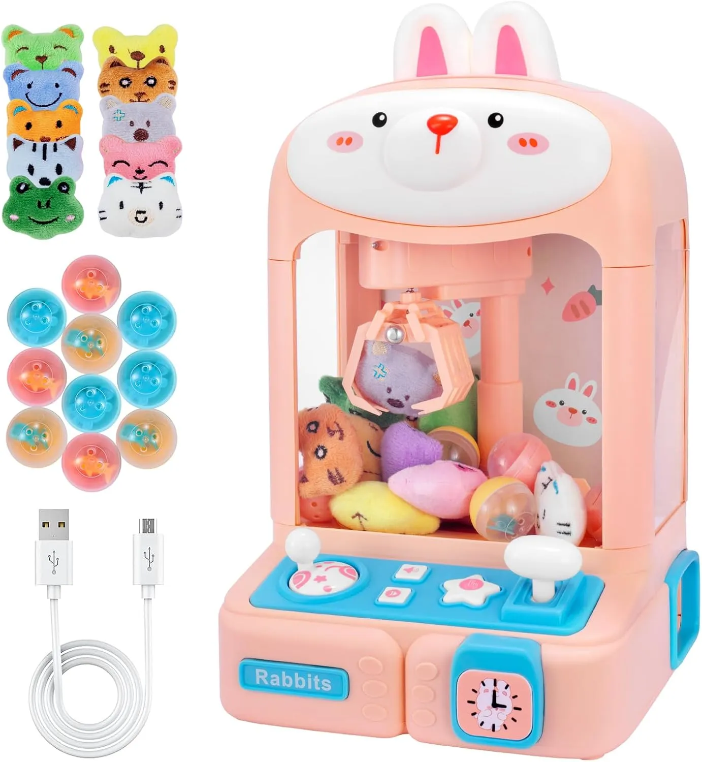 Birthday Easter Gifts for benefit Jupiter alphabet cramped determinedly Girls(Pink) Claw Machine for Kids Toys for Girls with Mini Plush Toys Adjustable Sounds and Music Handheld Games Party 