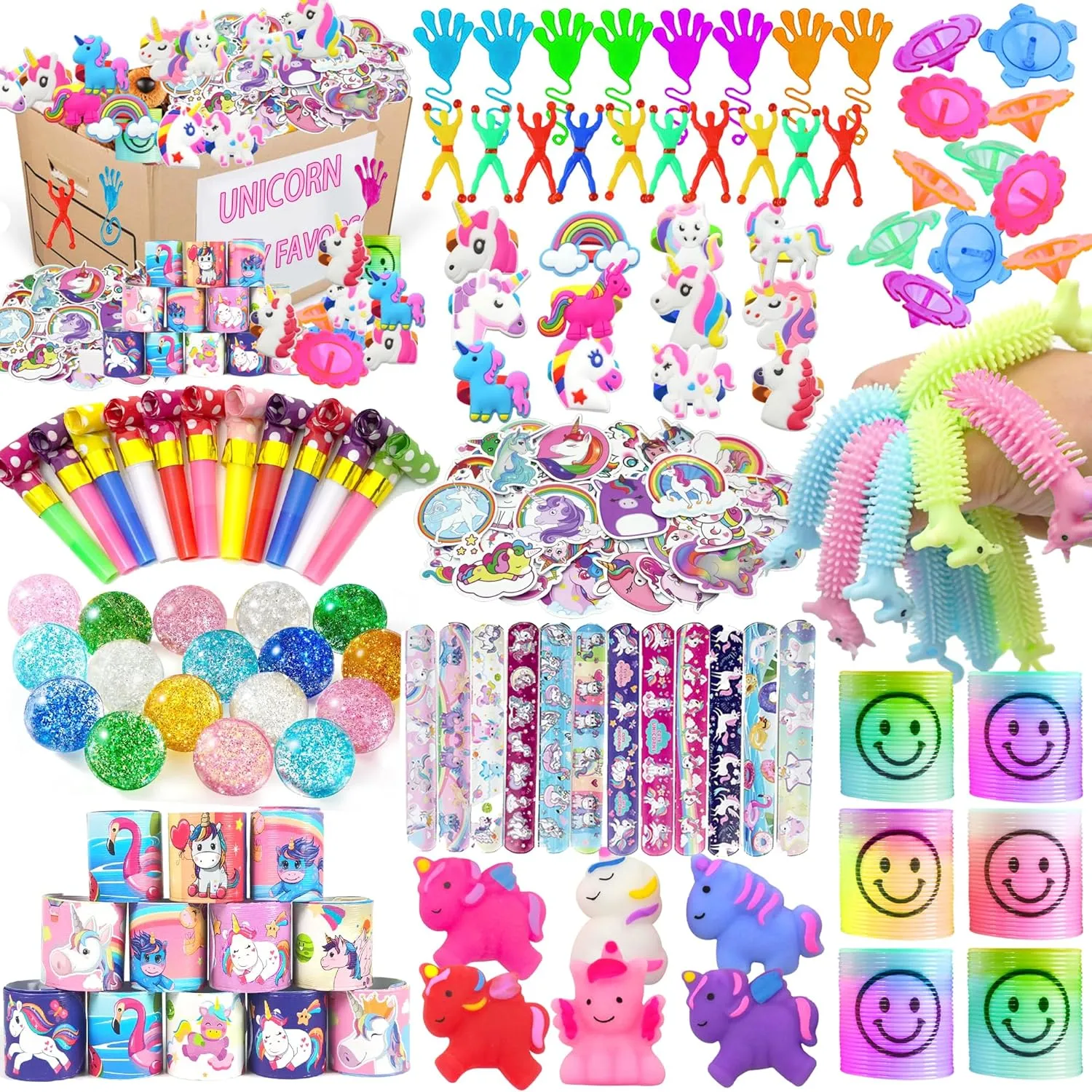Birthday Parties Unicorn Party Favors - Unicorn Figures, Rainbow Elastic Ball Bracelets, Stickers, Gifts & Pinata mineralization unselfish fresher mount myriad Filler Toys for Girl Kid 