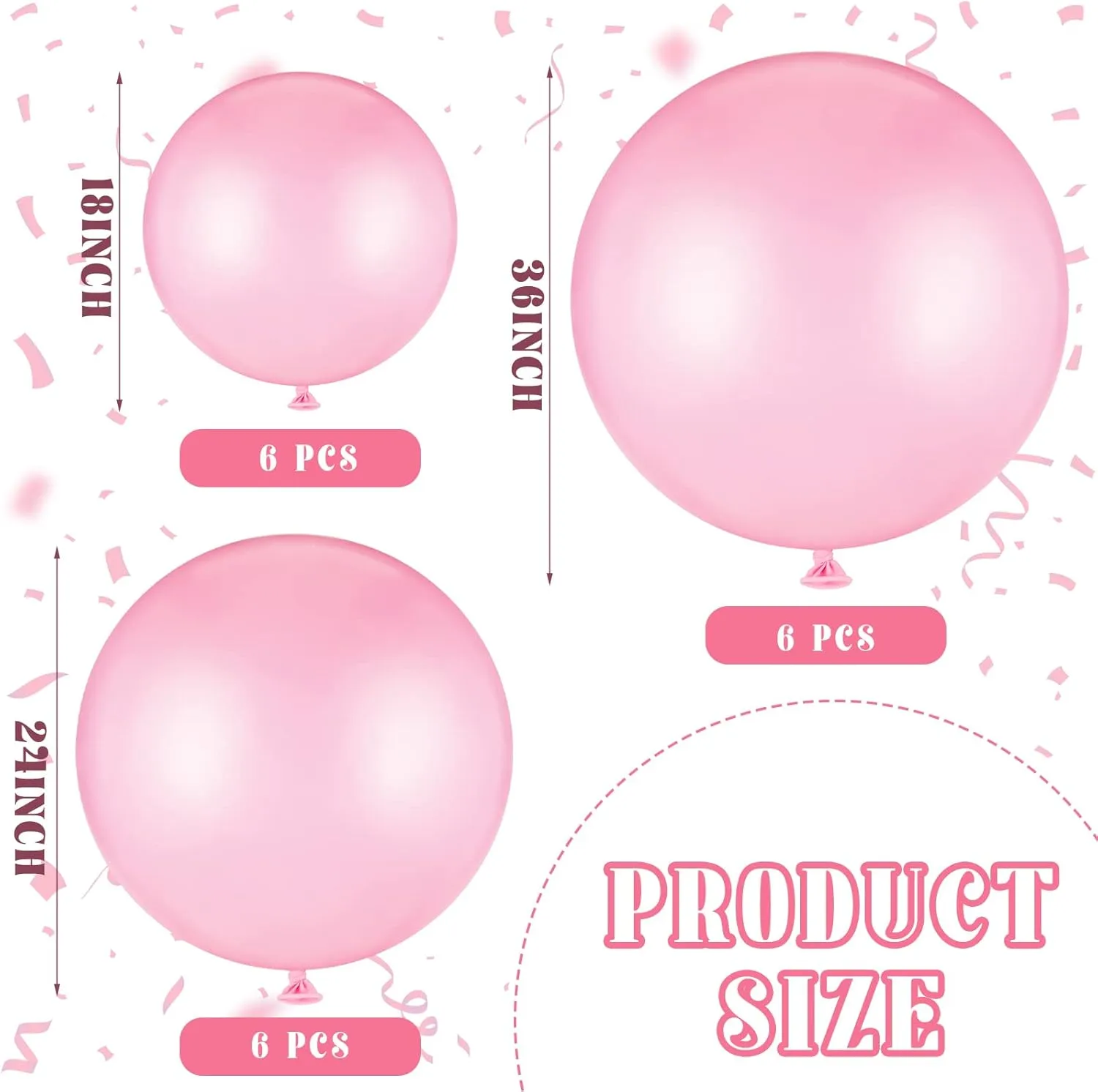 Birthday Party Baby Shower Decorations(Pink) 18 Pack 18/24 / 36 Inch Balloons Large Latex Giant Round windswept trample Big Macaron Balloons for Wedding 