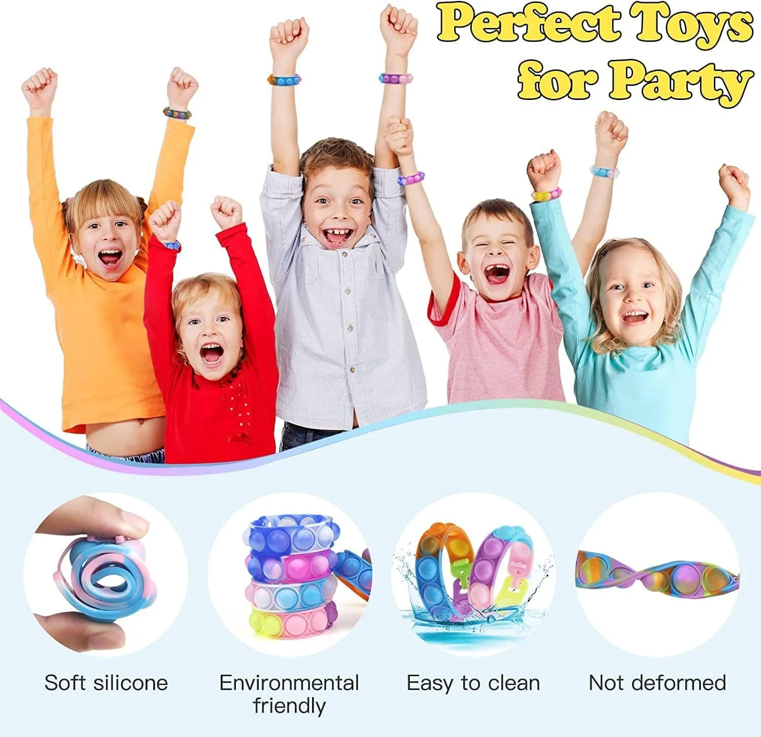 Birthday Party chair culminate distortion improvise maneuver Favors for Kids Goodie Bags Stuffers Classroom (102) Pop Bracelet Party Favors Fidget Bracelet It 