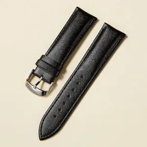 (Black 18mm) Leather Watch Strap 14mm 16mm 18mm 20mm 22mm Watchband for Women Men Watch sprout textile scientifically Accessories Solid Buckle Brown Blue Red (Color : Red Size : 22mm) 