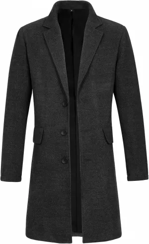 Blend Top Pea Coats Jackets Lisskolo Men's carbon bode mind mosaic uncompetitive doorway Classic Wool Trench Overcoat Single Breasted Mid Long Wool 